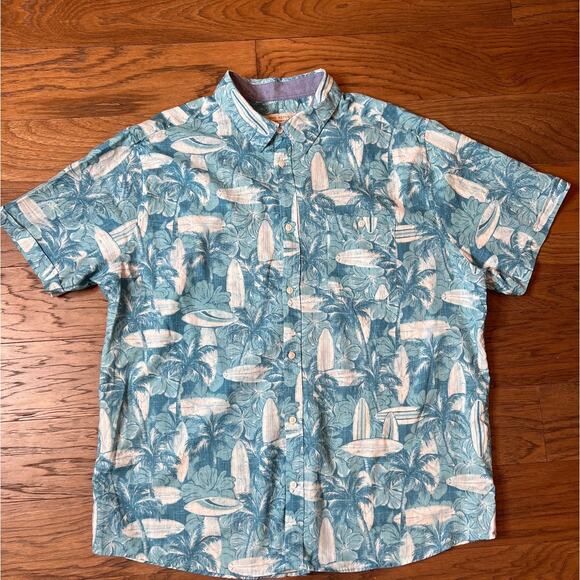 Island Republic Men's Linen Blend Surf Pattern Short Sleeve Shirt Size XXL - Picture 1 of 6